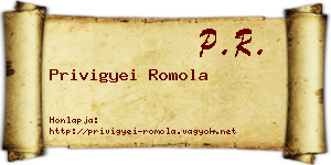 Privigyei Romola névjegykártya